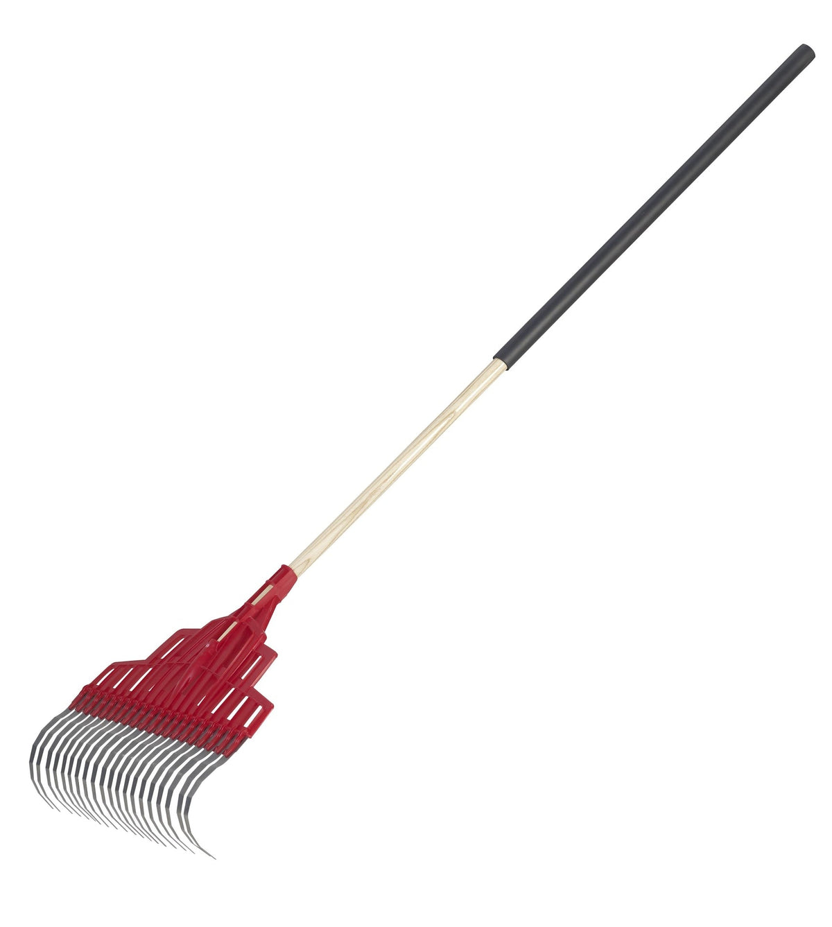 Multi-Purpose Poly Steel 20-Tine Leaf Rake, Wooden Shaft, 65.5-in