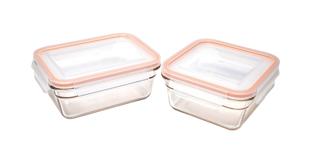 Food Storage Container and Lid Set with Airtight Seal, Rectangular, Various Sizes, 6-pk, with Lids