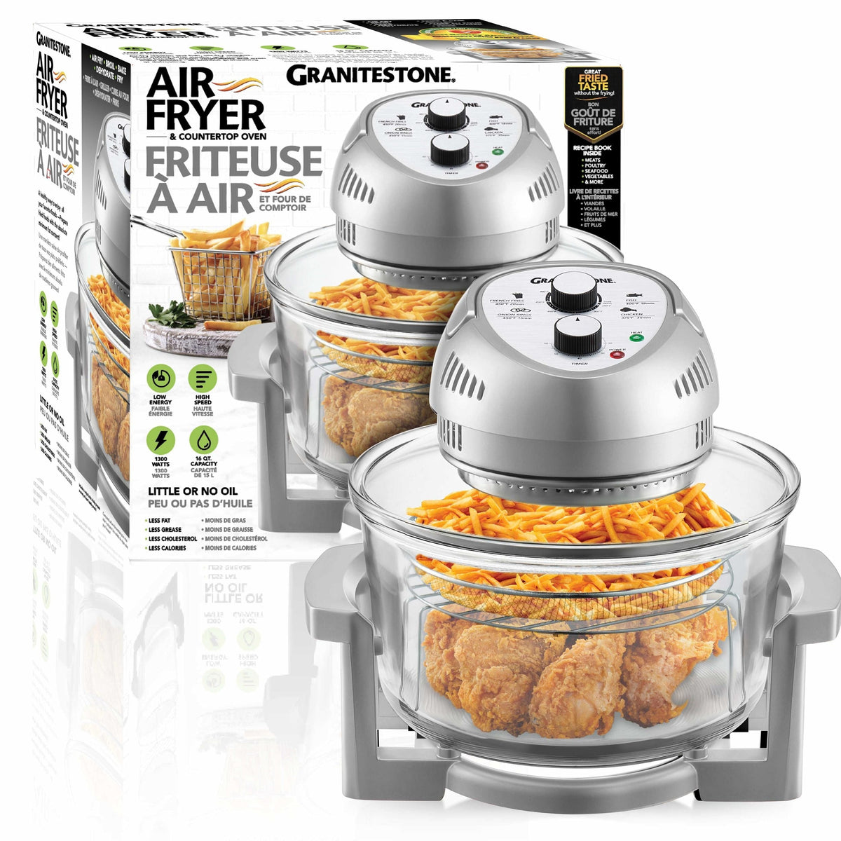 Glass Air Fryer, Silver