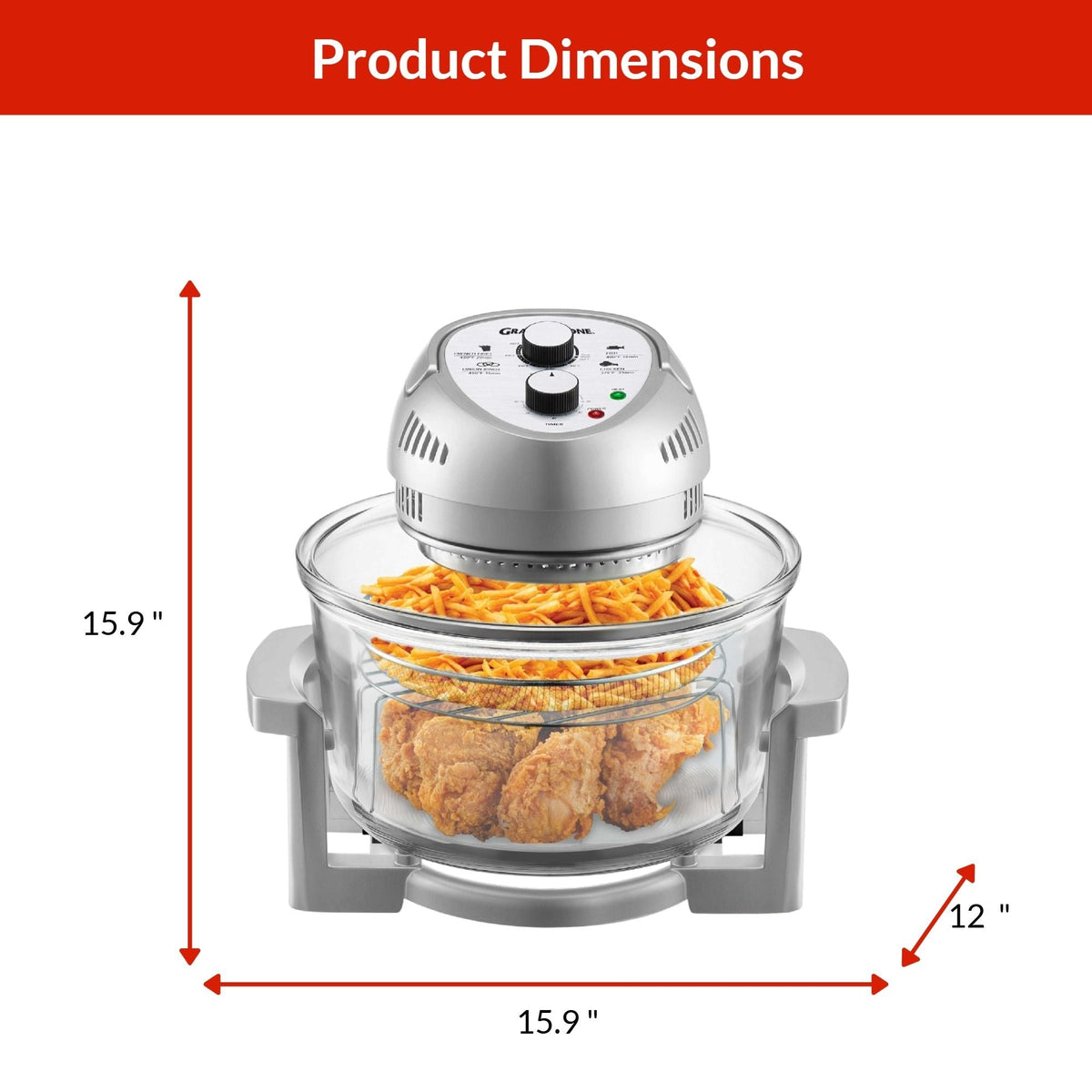 Glass Air Fryer, Silver