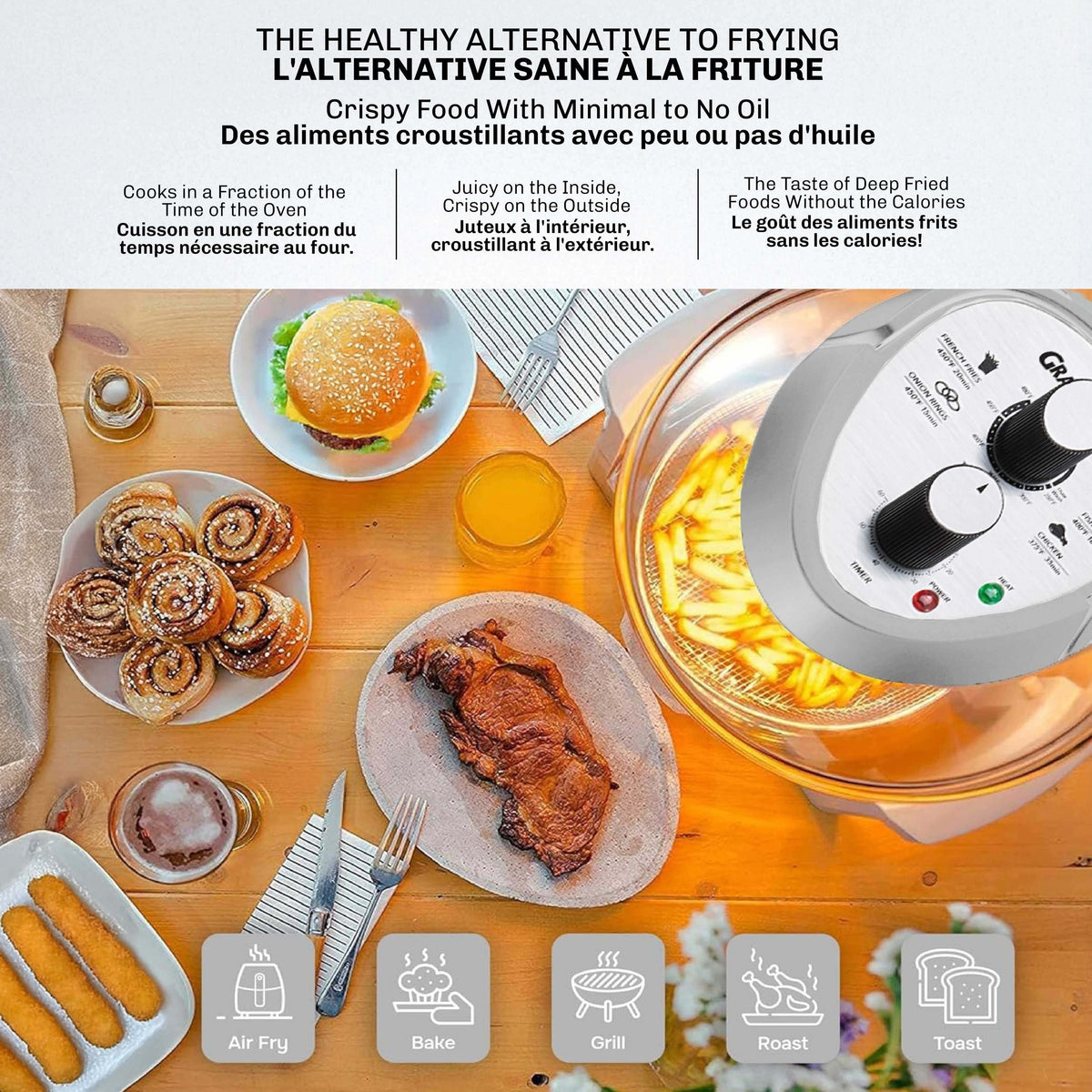 Glass Air Fryer, Silver