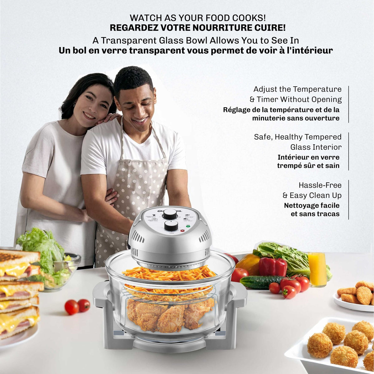 Glass Air Fryer, Silver