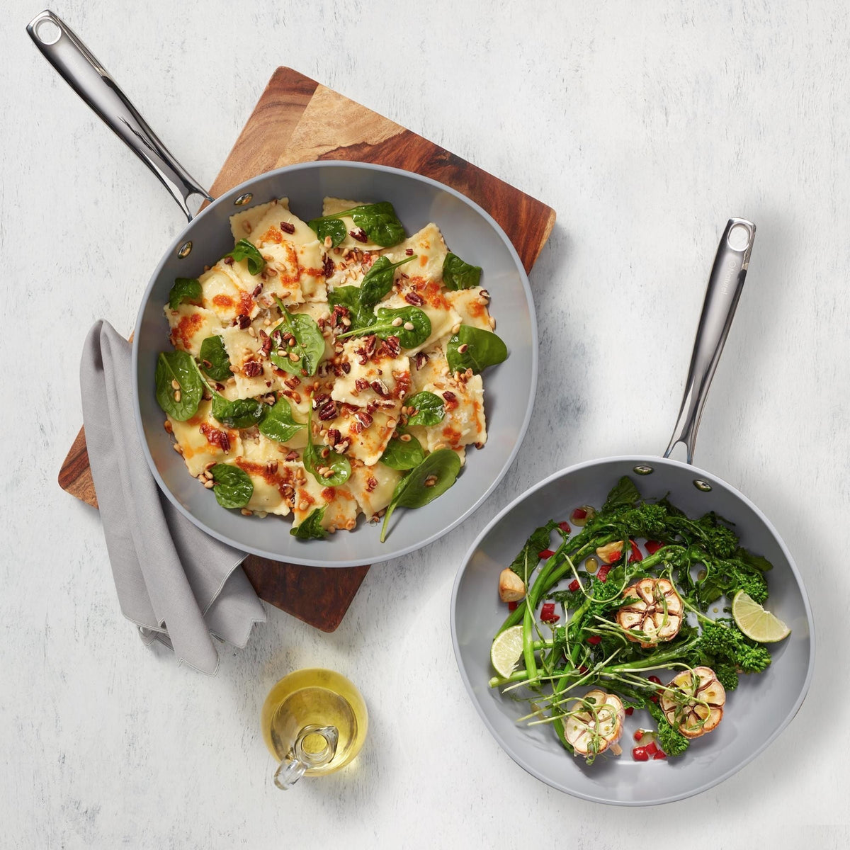 Heritage The Rock O Naturel Ceramic Non-Stick Frying Pan Set, Dishwasher & Oven Safe, Baby Blue, 26-cm & 30-cm, 2-pk