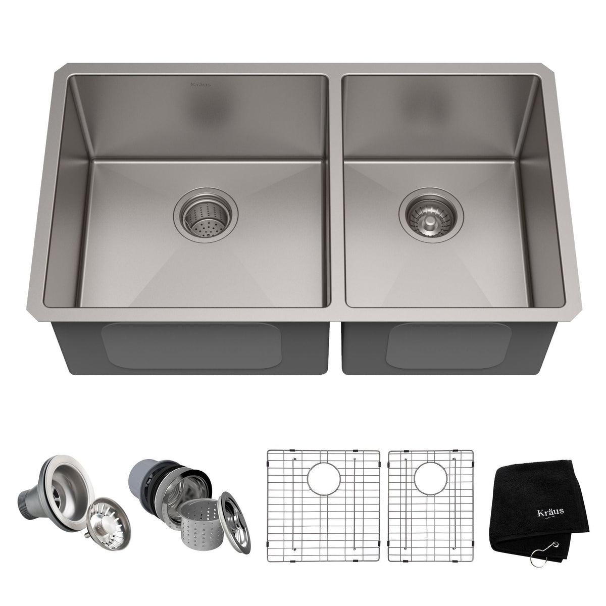 Standard PRO Undermount Stainless Steel Double Bowl 60/40 Kitchen Sink, 33x19x10-in