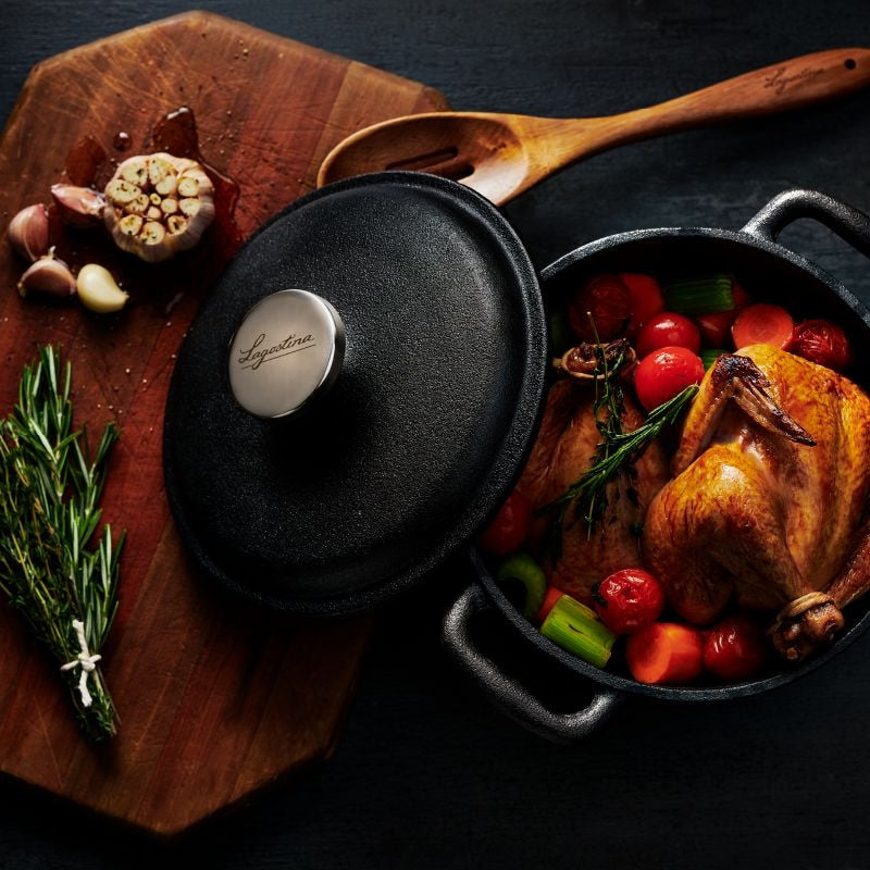 Pre-Seasoned Casserole Dish, Cast Iron, Black, 6-qt