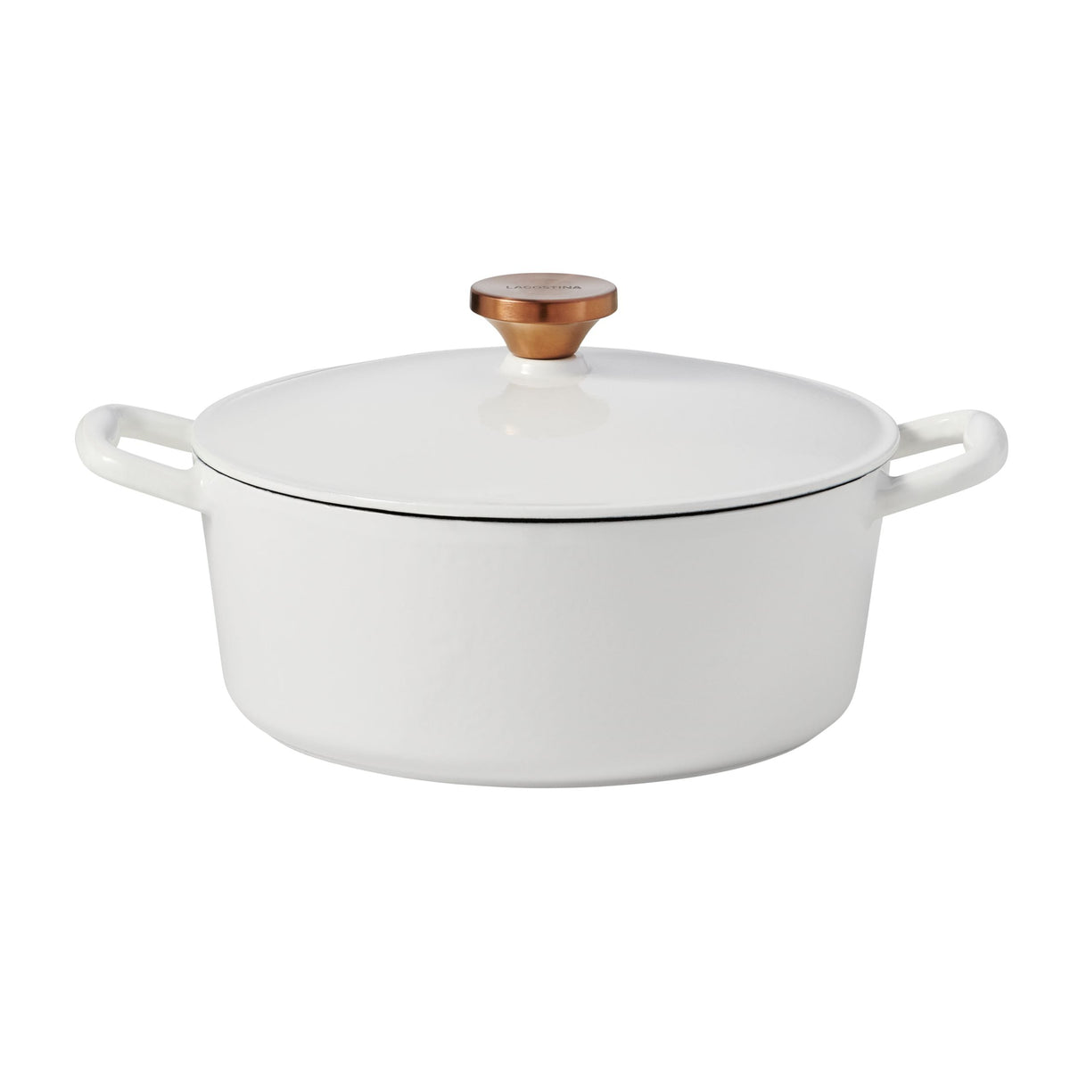 Tuscan Collection Round Casserole Dish, Enamelled Cast Iron, White, 7-qt