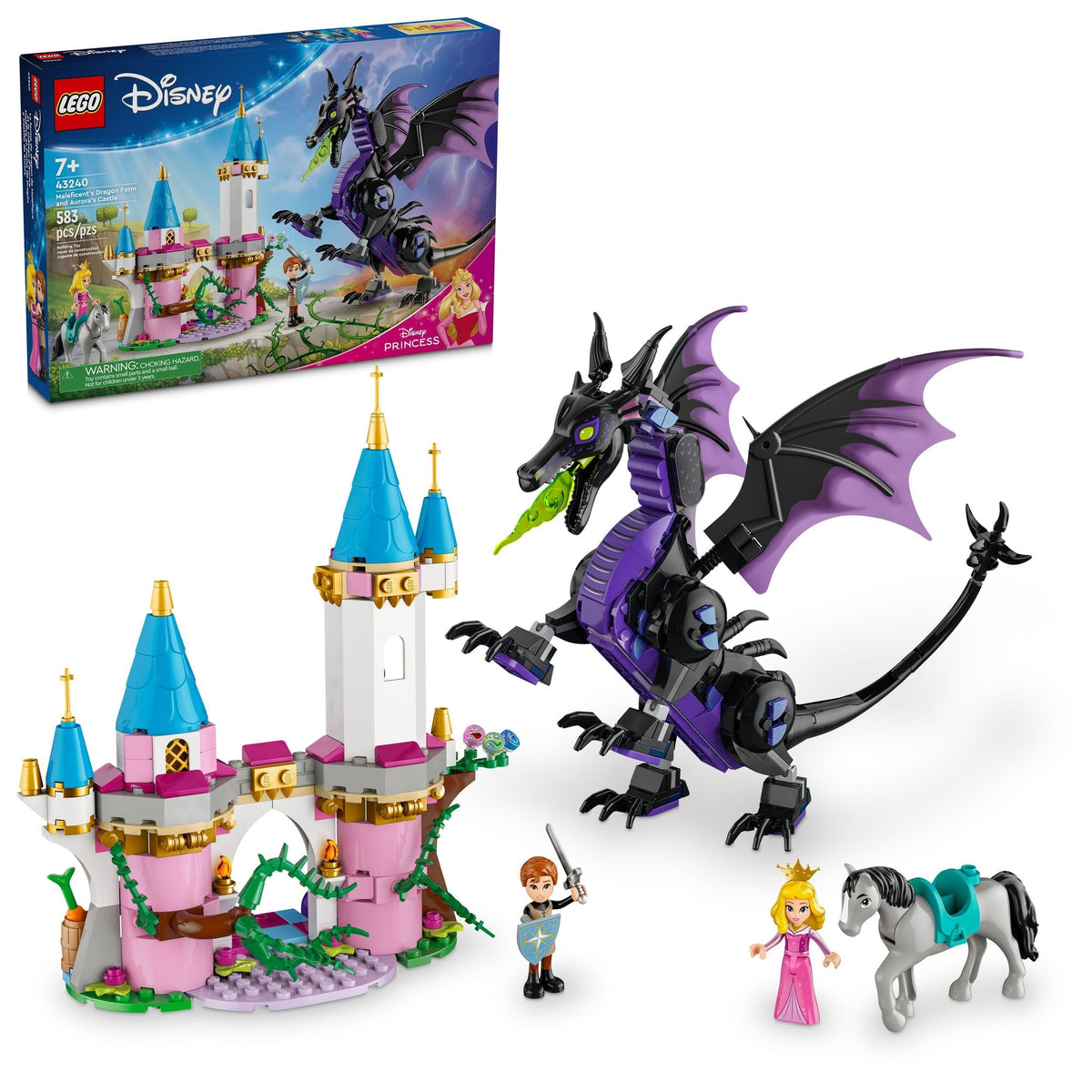 Princess Maleficent’s Dragon Form and Arora's Castle Toy Building Set, 43240, 583-pc, Ages 7+