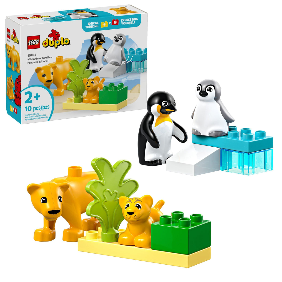 Wild Animal Families: Penguins & Lions Toy Building Set - 10442, 10-pcs, Ages 2+