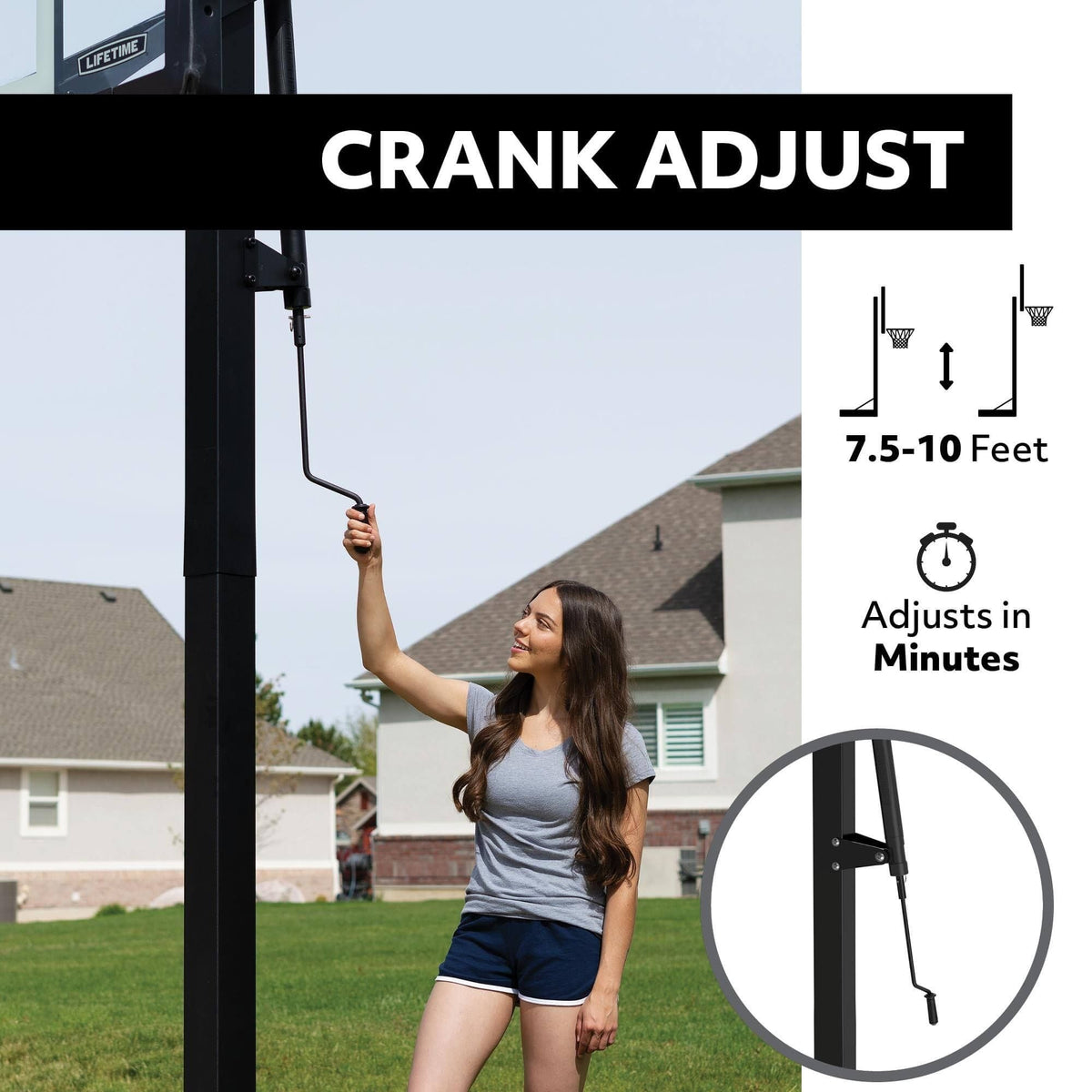 Lifetime In-Ground Crank Adjust Bolt Down Outdoor Basketball Hoop, 50-in