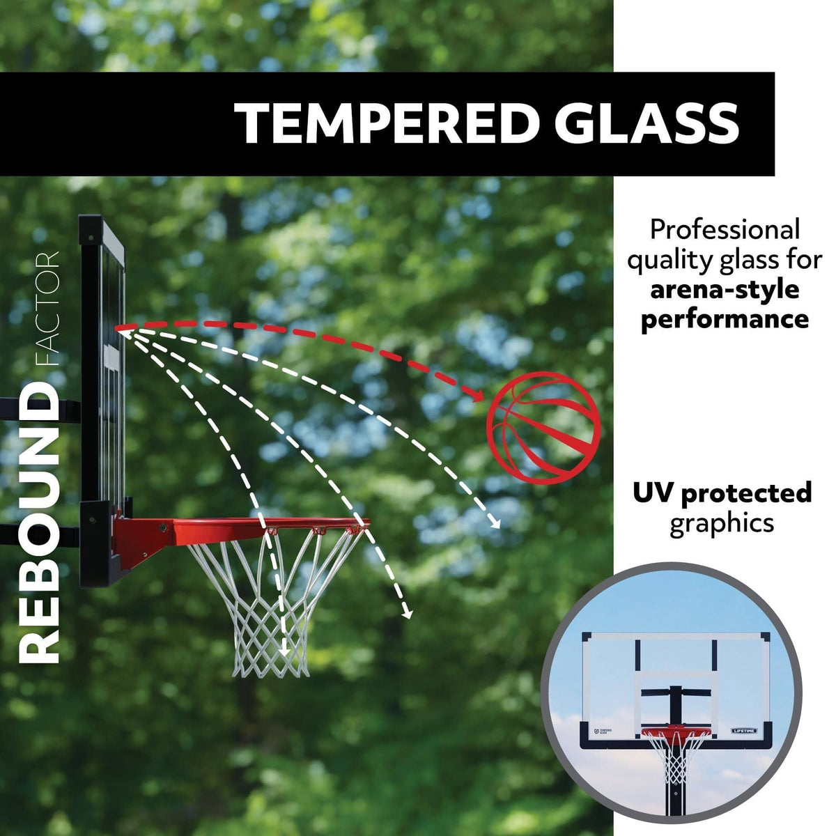Lifetime In-Ground Crank Adjust Bolt Down Outdoor Basketball Hoop, 50-in