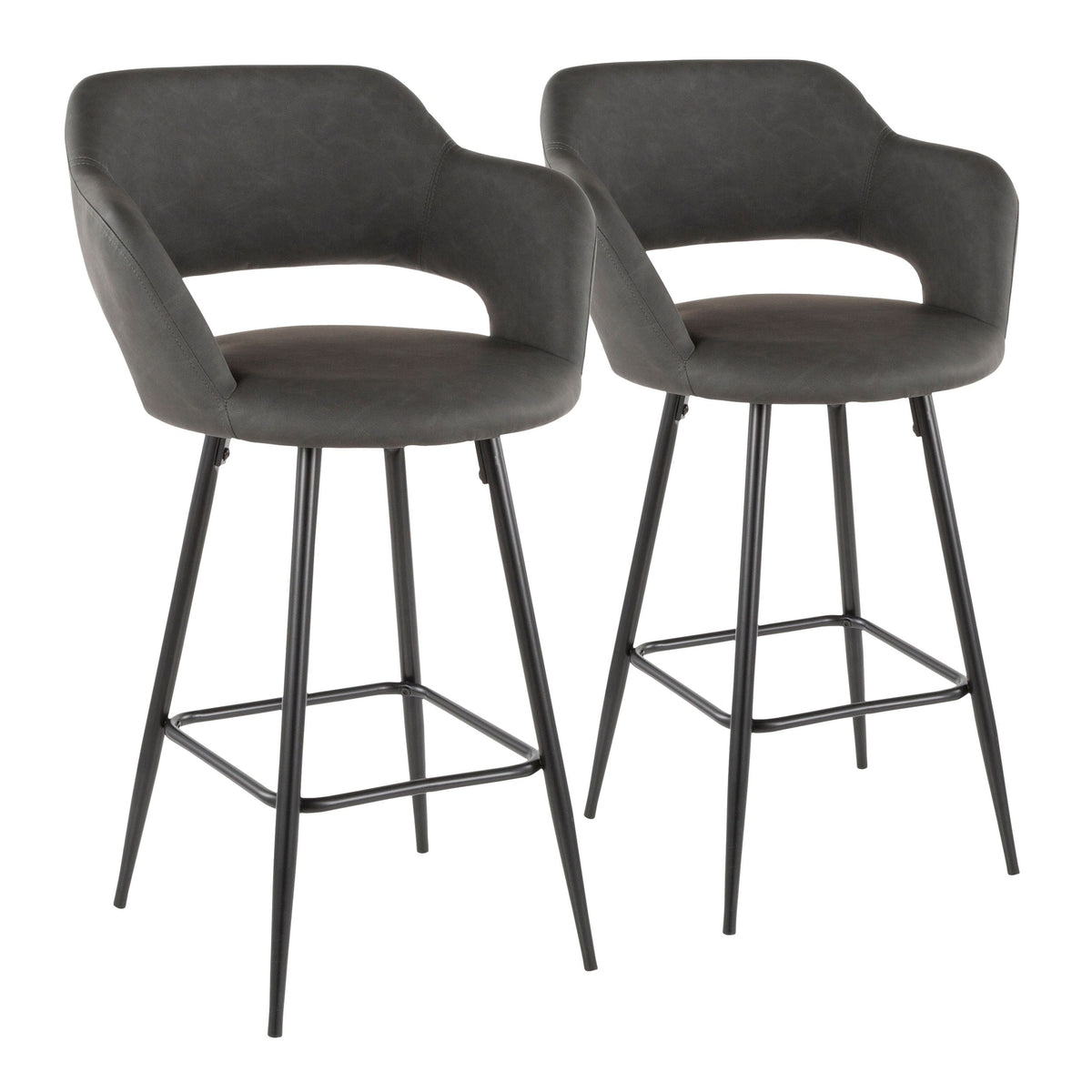 Margarite Fixed-Height Counter Stool, Black, 25-in, 2-pc