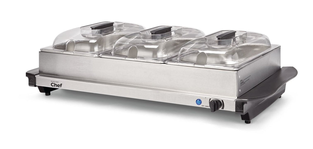 3-Tier Buffet Server/Food Warmer with Warming Tray, Stainless Steel, 300W