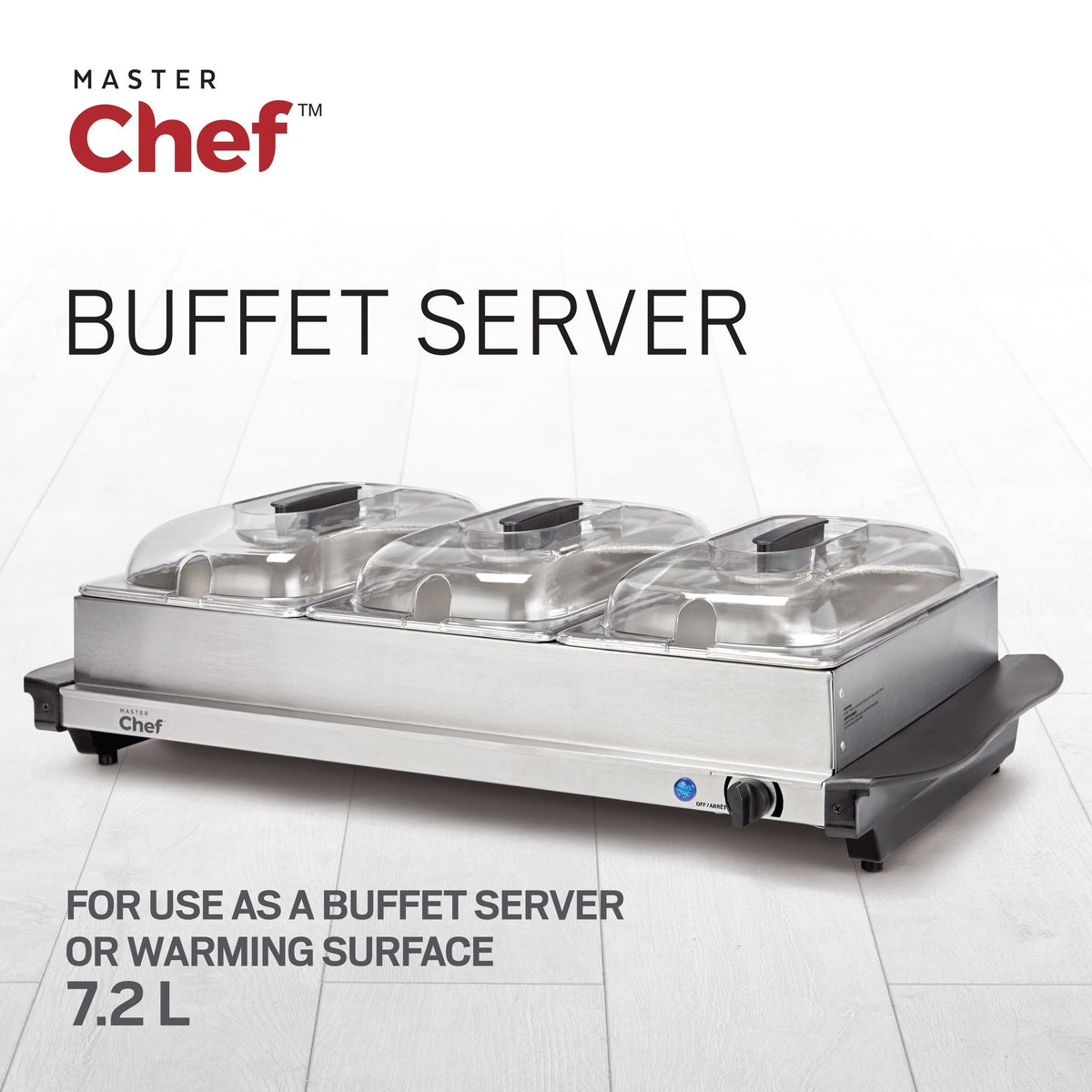 3-Tier Buffet Server/Food Warmer with Warming Tray, Stainless Steel, 300W