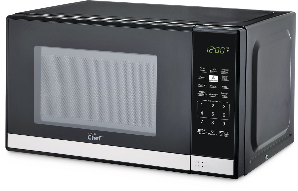 Countertop Microwave, 700 W, Black Stainless Steel, 0.7-cu-ft