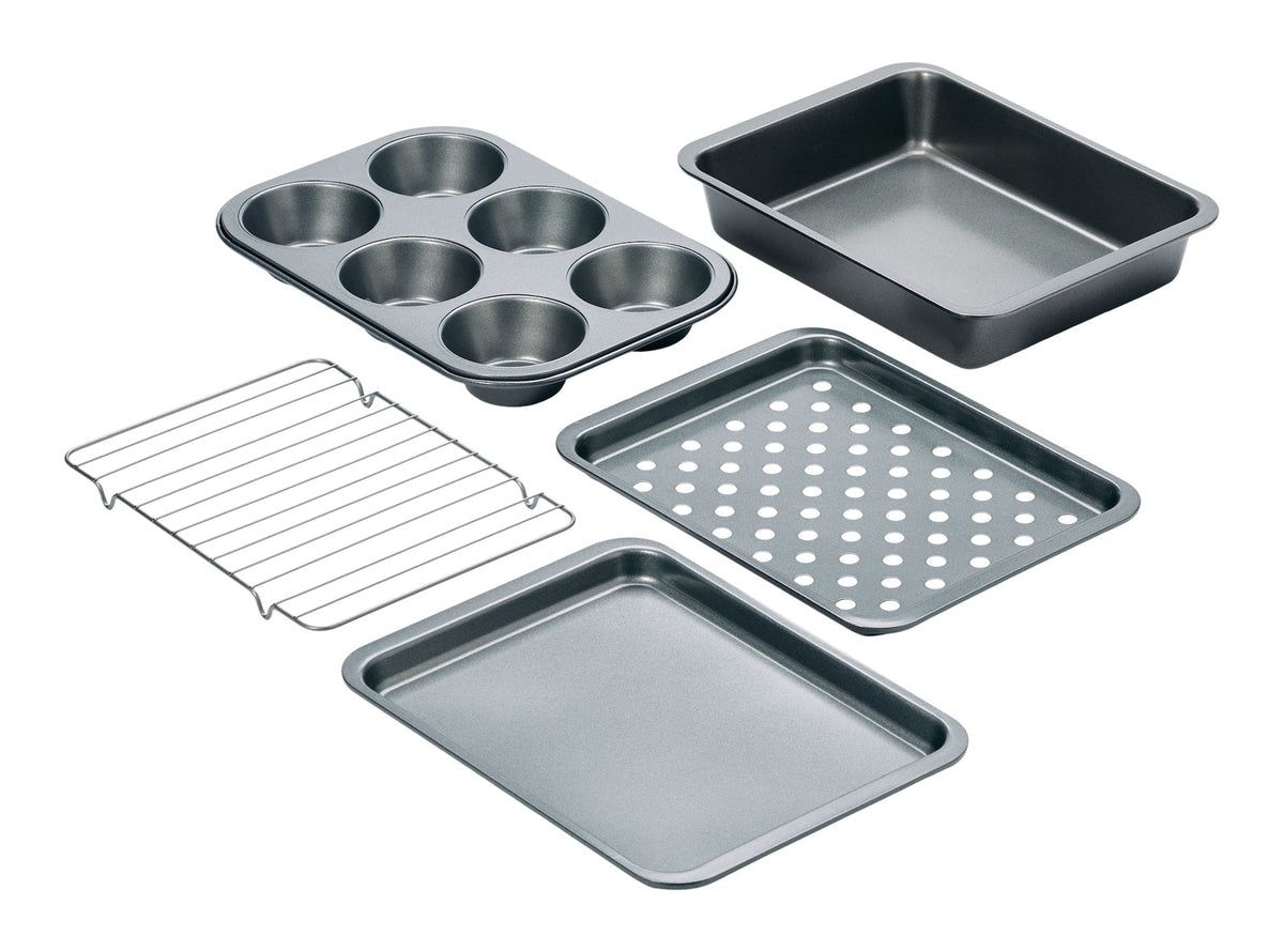 Grey Non-Stick Toaster Oven Bakeware Set, 5-pc