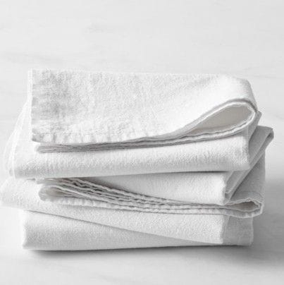 Kitchen Cotton Flour Sac Towels, White, 4-pk