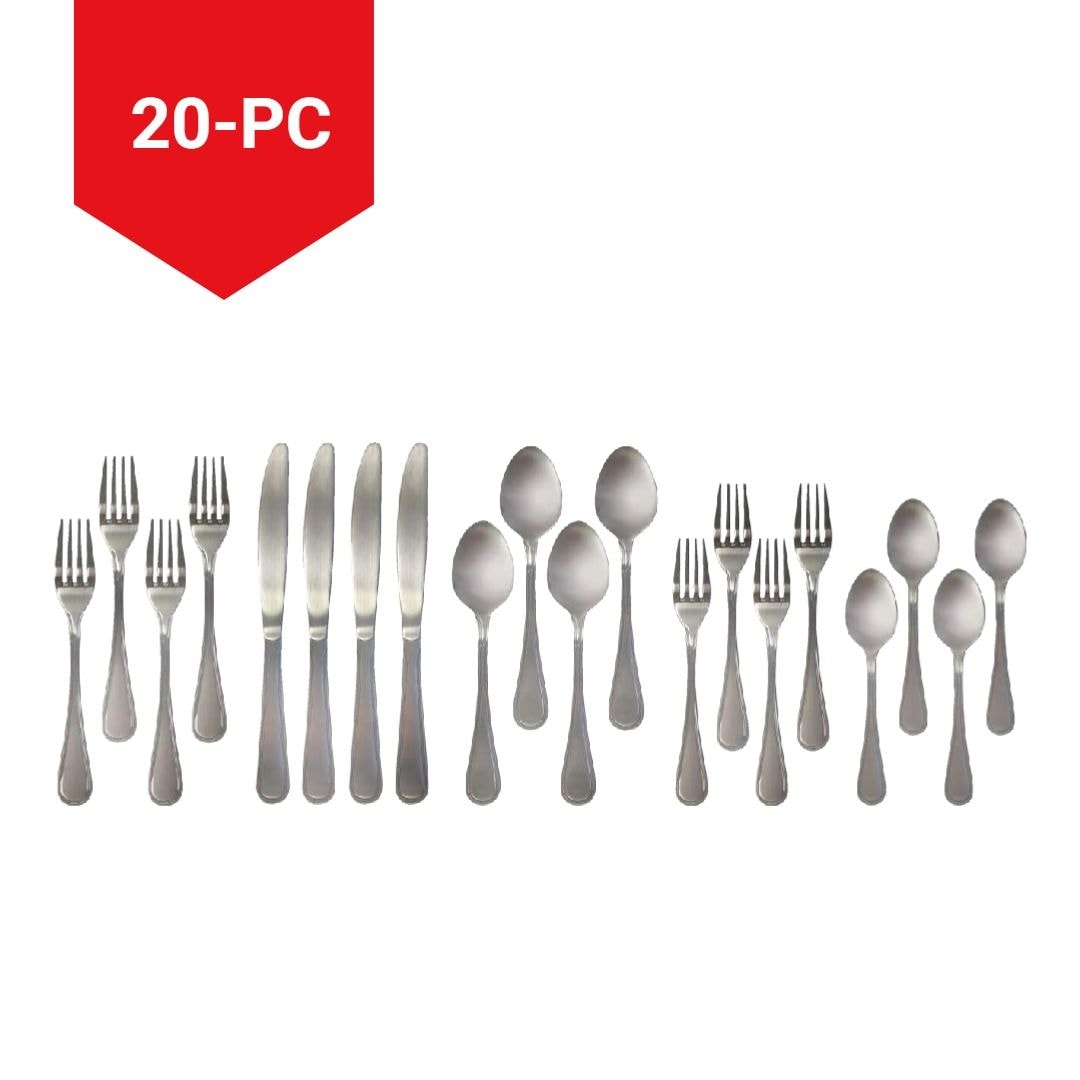Round Stainless Steel Flatware Set, Serves 4, 20-pc