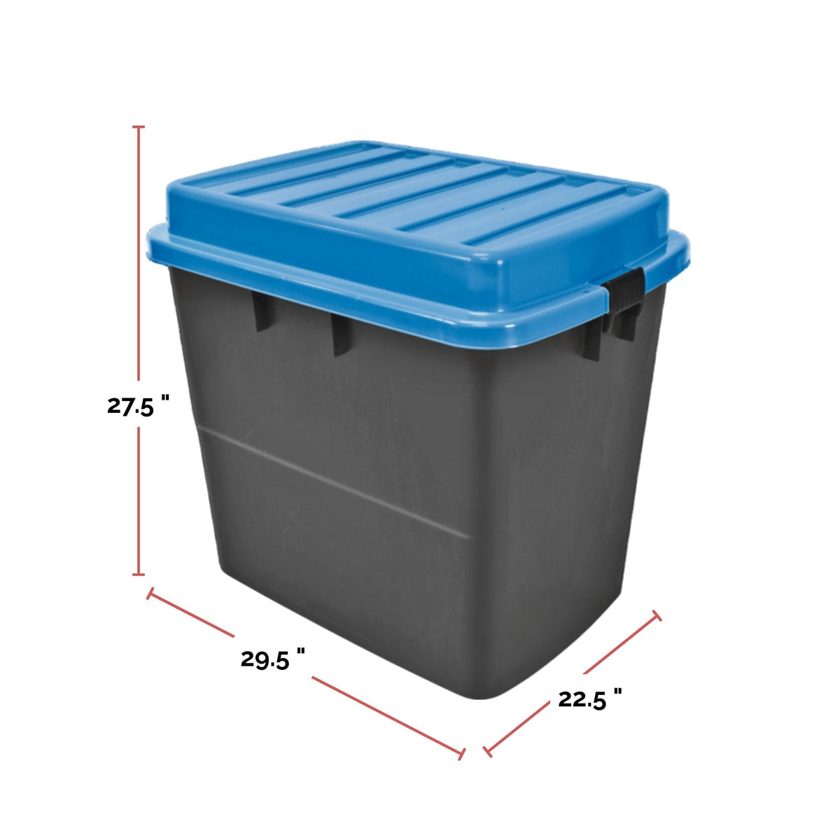 Heavy Duty Storage Box with Wheels and Latched Lid, 210-L, Black/Blue