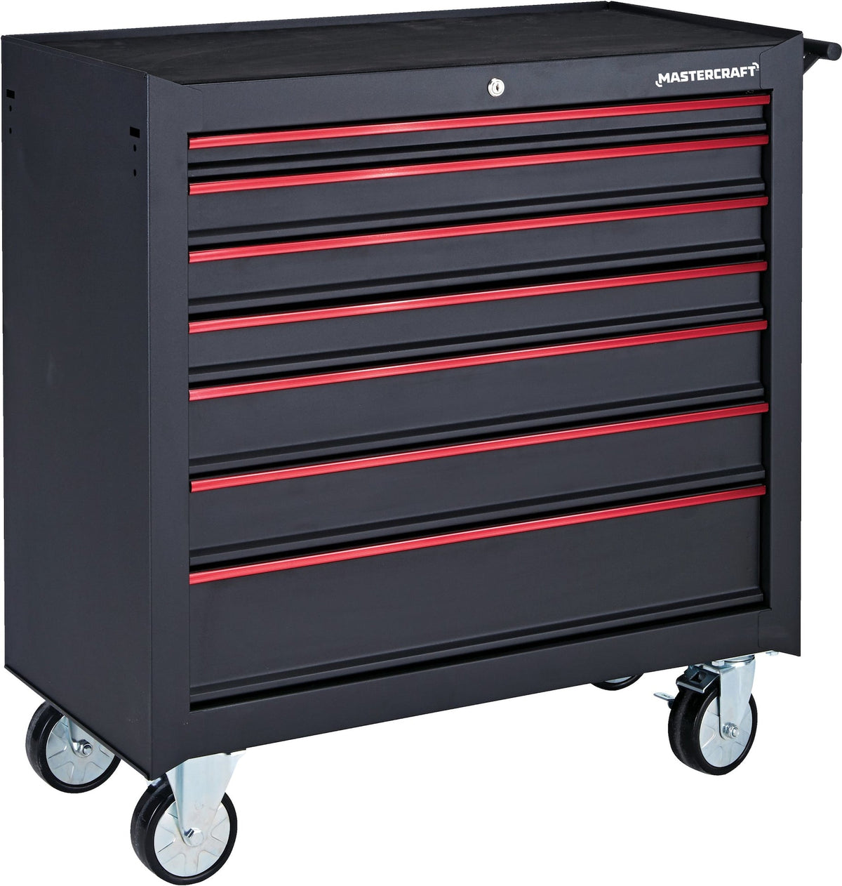 Rolling Tool Storage Cabinet with 7 Drawers, Black, 36-in