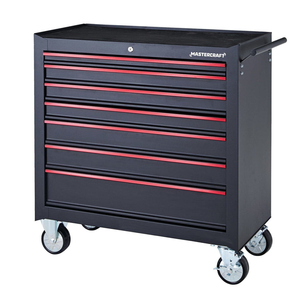 Rolling Tool Storage Cabinet with 7 Drawers, Black, 36-in