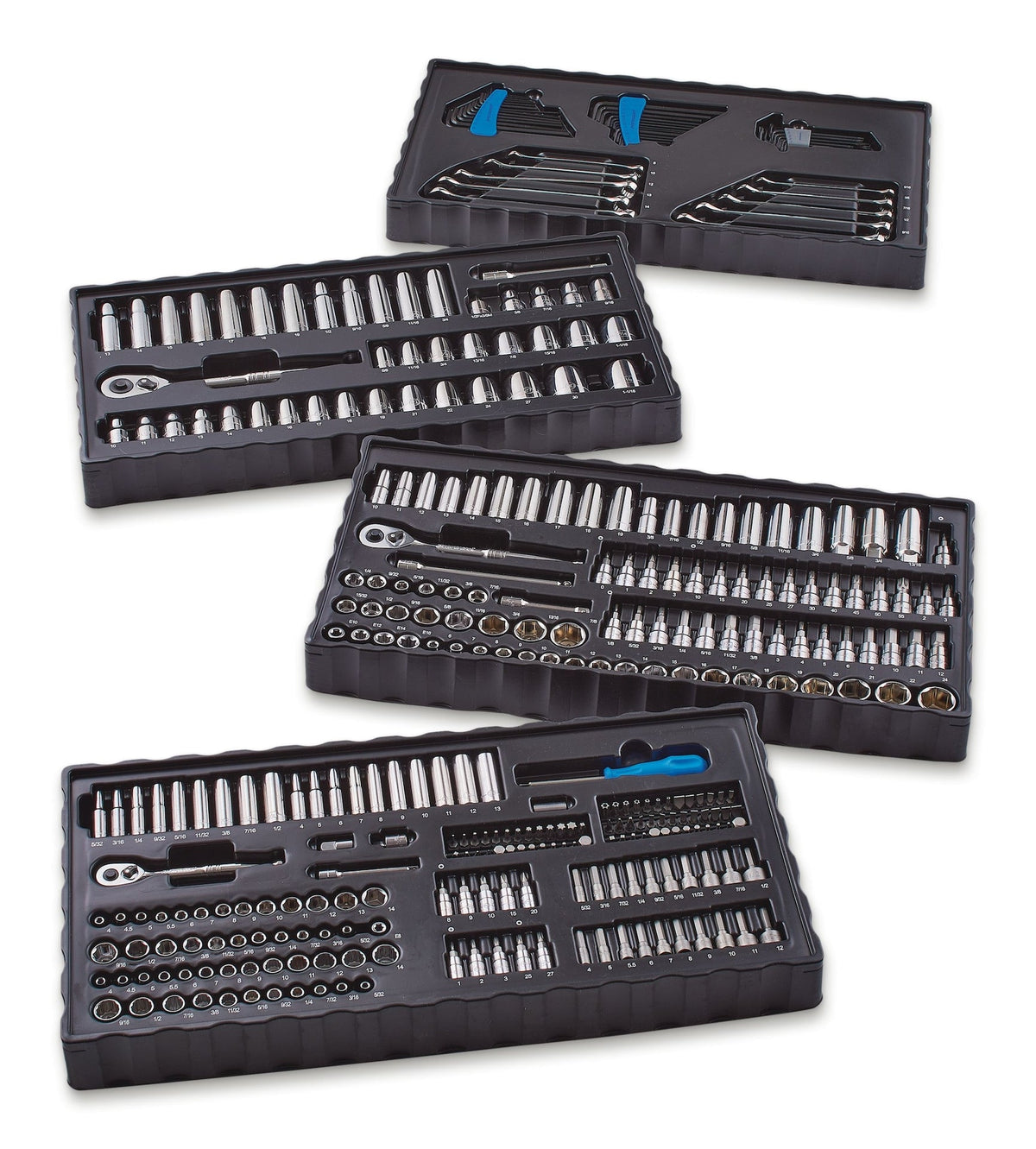 Socket Set, 350-pc, SAE / Metric, CRV, Nickel-Chrome Plating