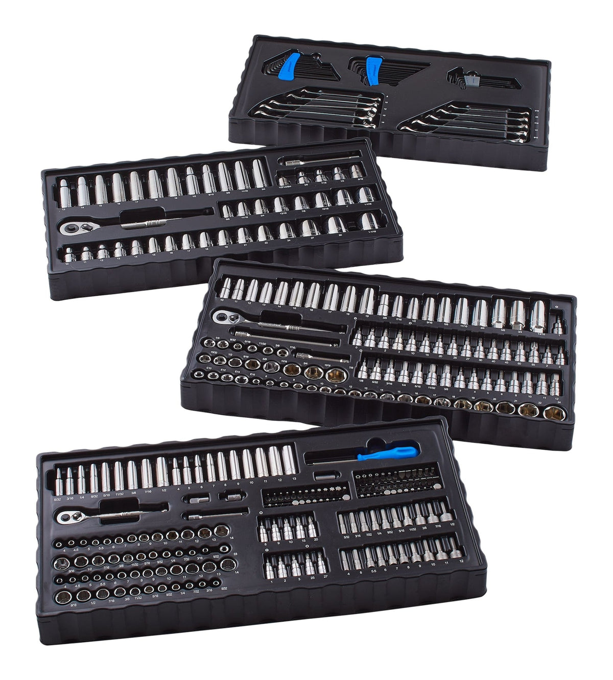 Socket Set, 350-pc, SAE / Metric, CRV, Nickel-Chrome Plating