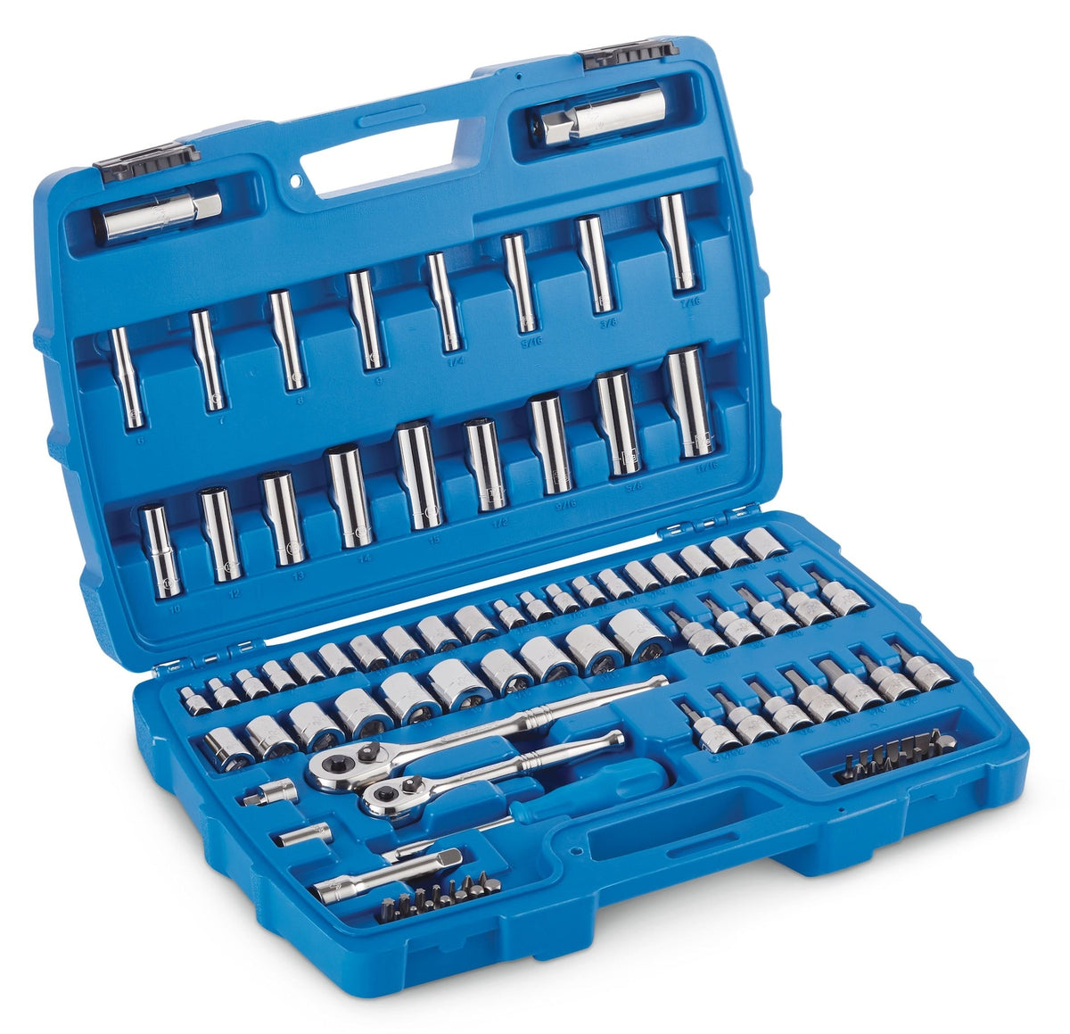 Socket Set, 95-pc, SAE / Metric, CRV, Nickel-Chrome Plating