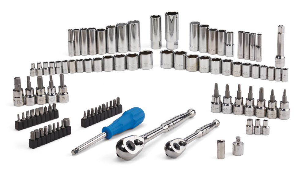 Socket Set, 95-pc, SAE / Metric, CRV, Nickel-Chrome Plating