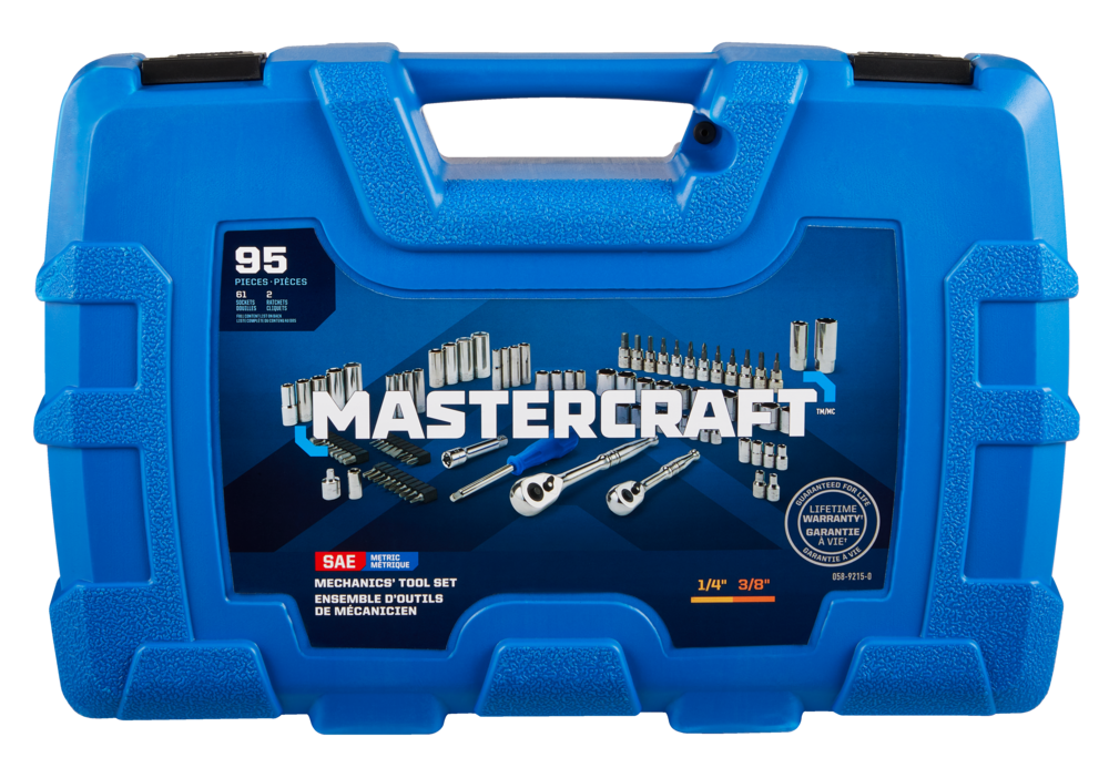 Socket Set, 95-pc, SAE / Metric, CRV, Nickel-Chrome Plating