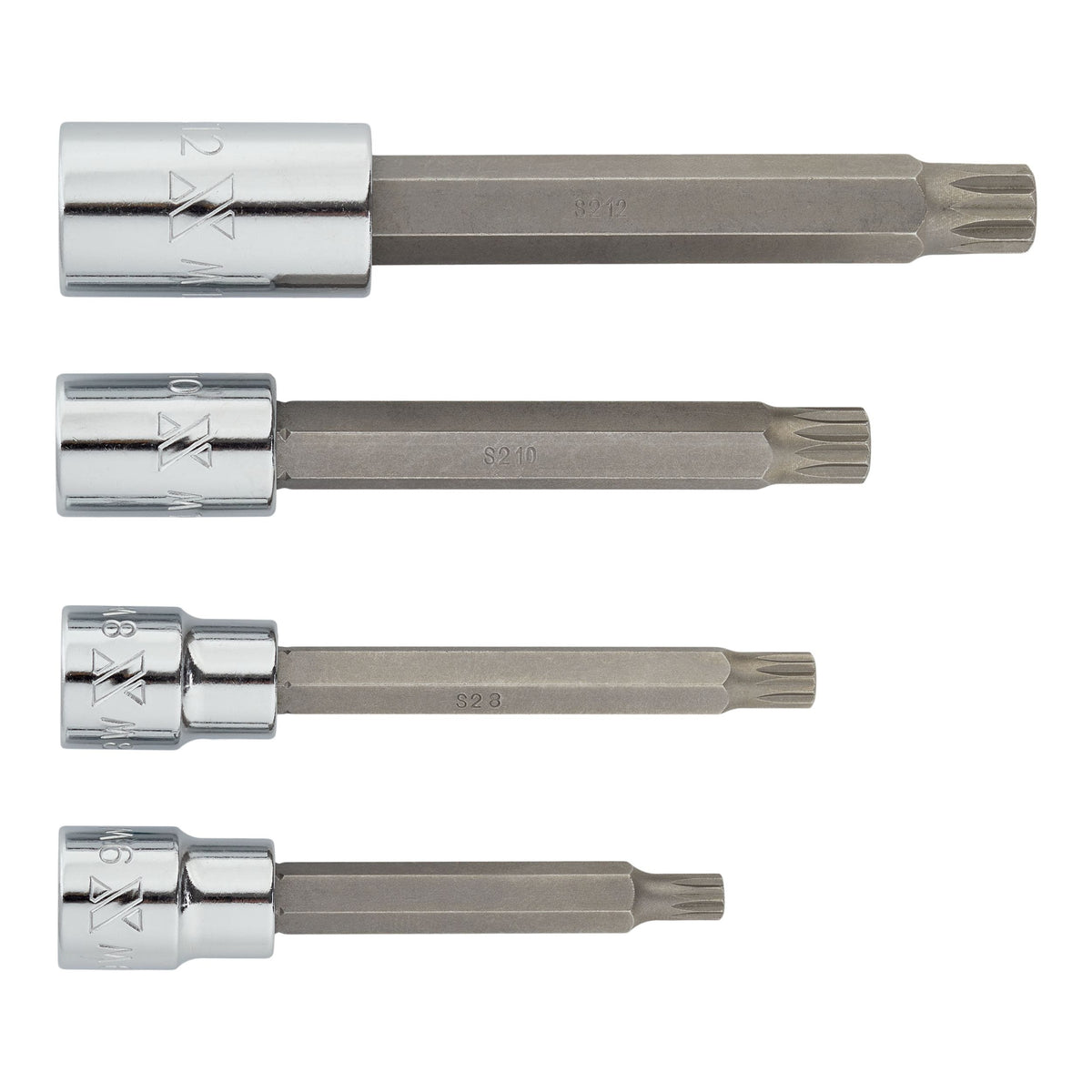 MAXIMUM Extra Long Shank Triple Square Bit Socket Set, 4-pc
