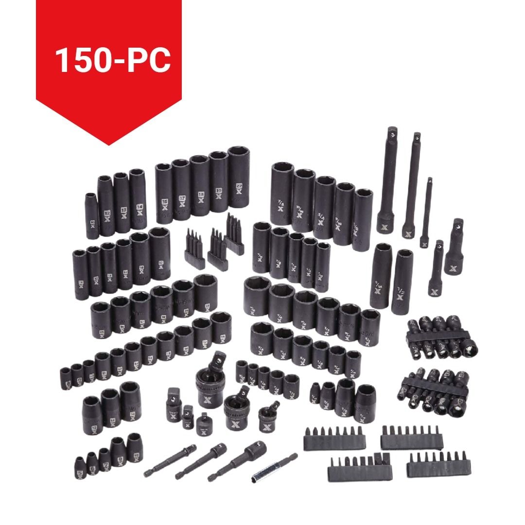 MAXIMUM Professional Grade Impact Socket Set, 150-pc, SAE / Metric, CRMO