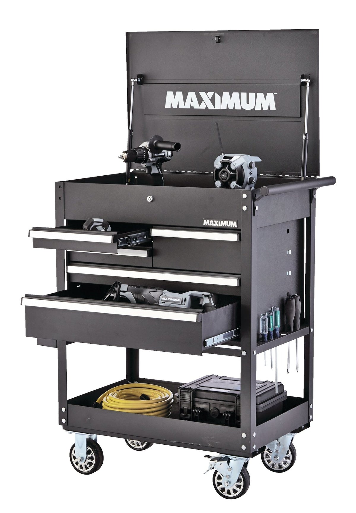 MAXIMUM Rolling Mechanics Tool Cart with 5 Drawers, Black, 30-in