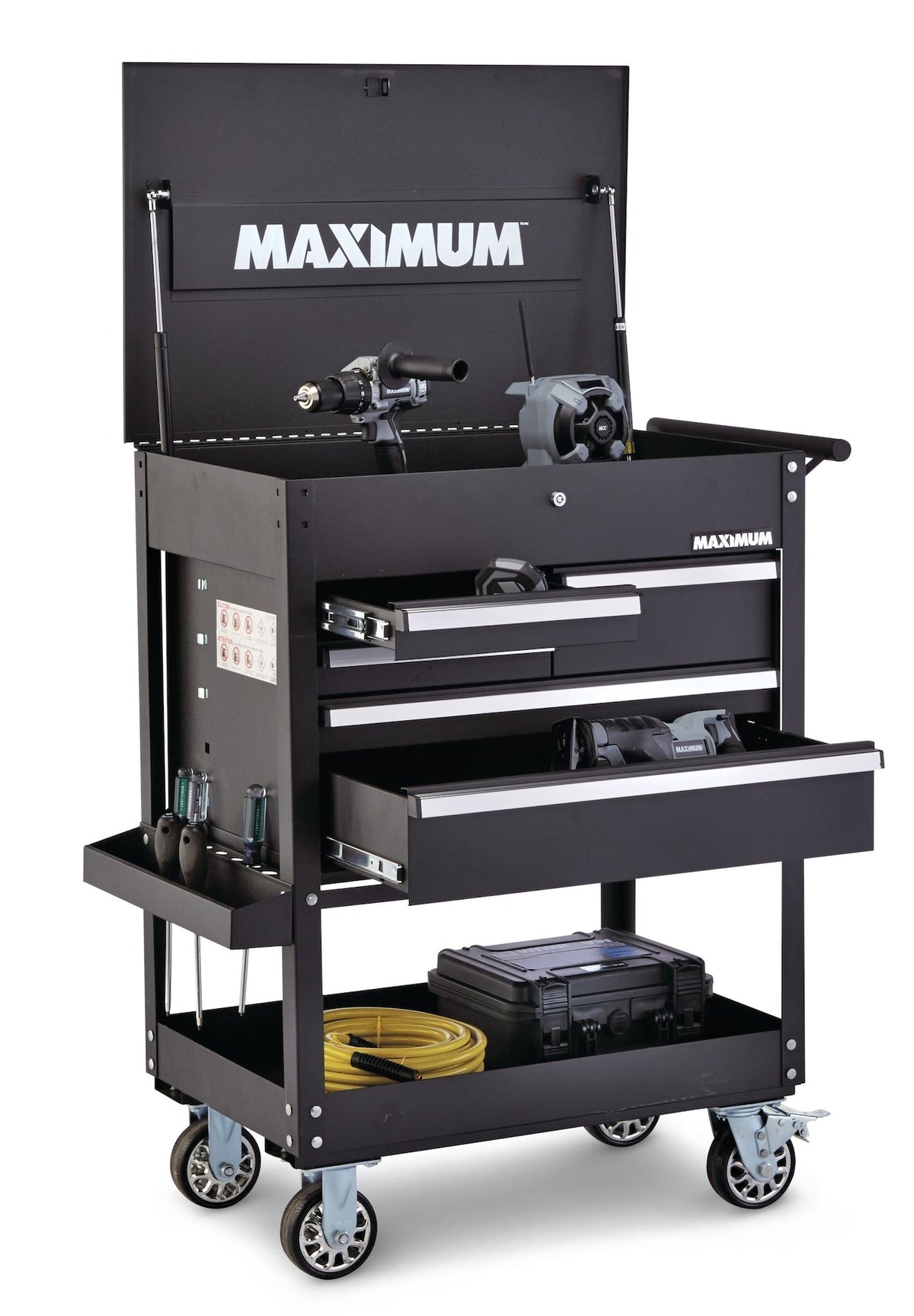 MAXIMUM Rolling Mechanics Tool Cart with 5 Drawers, Black, 30-in