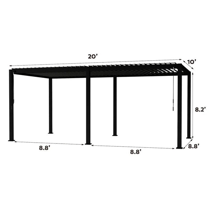 Mirador 10 ft. x 20 ft. Adjustable Louvered Aluminum Pergola