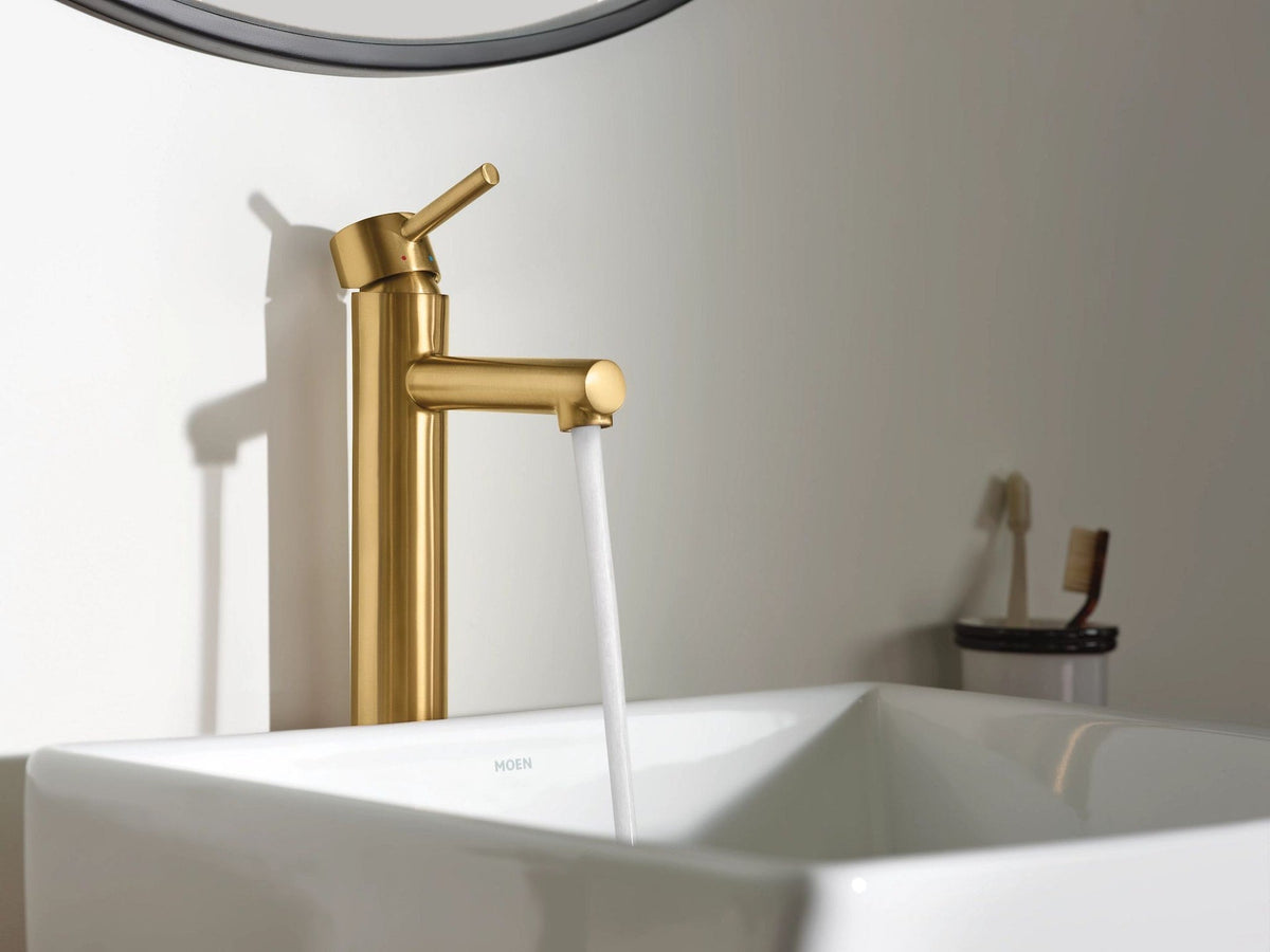 Align Single Handle High Arc Vessel Single Hole Bathroom Sink Faucet, WaterSense Certified, Brushed Gold