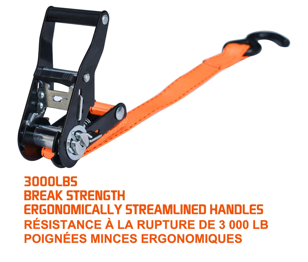 3,000-lb Heavy Duty Ratchet Tie Down Strap, Non-Padded, 1-in x 14-ft