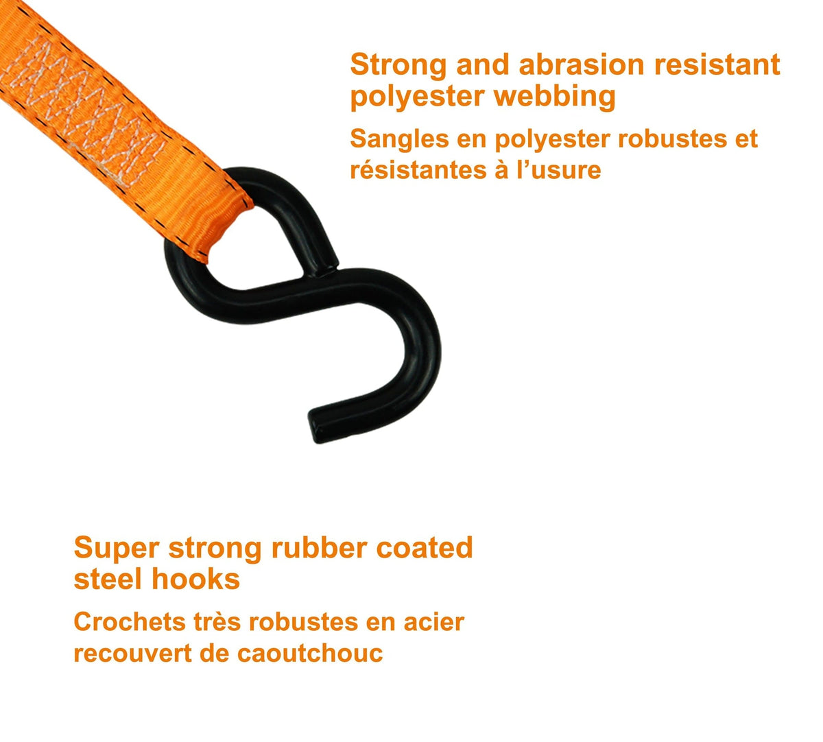 3,000-lb Ratchet Tie Down Straps, with Power Grip Padded Handles, 1-in x 10-ft, 4-pk