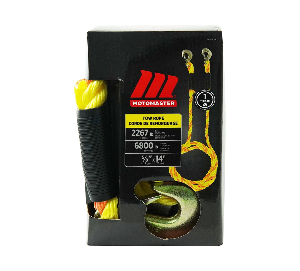 6,800-lb Tow Rope, with Rust-Resistant Hooks, 5/8-in x 14-ft