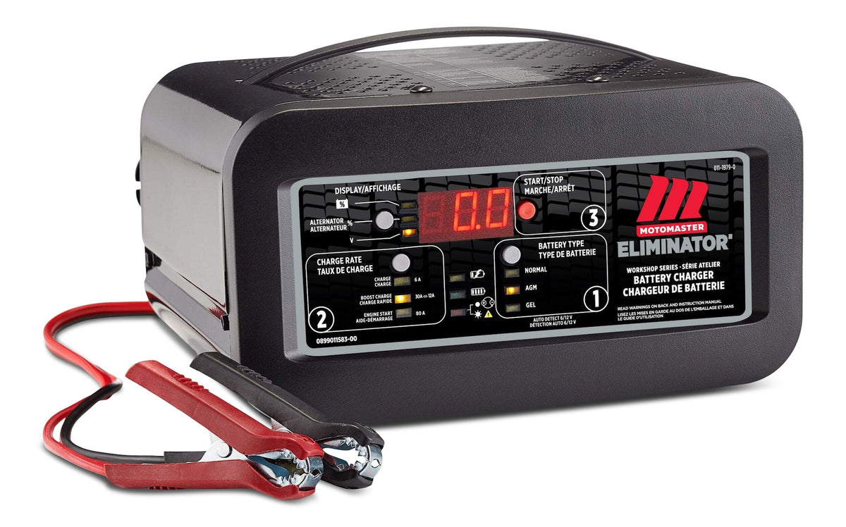 Eliminator Workshop Series Smart Battery Charger, Fully Automatic, 30/12/6-Amp, 6V/12V, with 80-Amp Engine Start