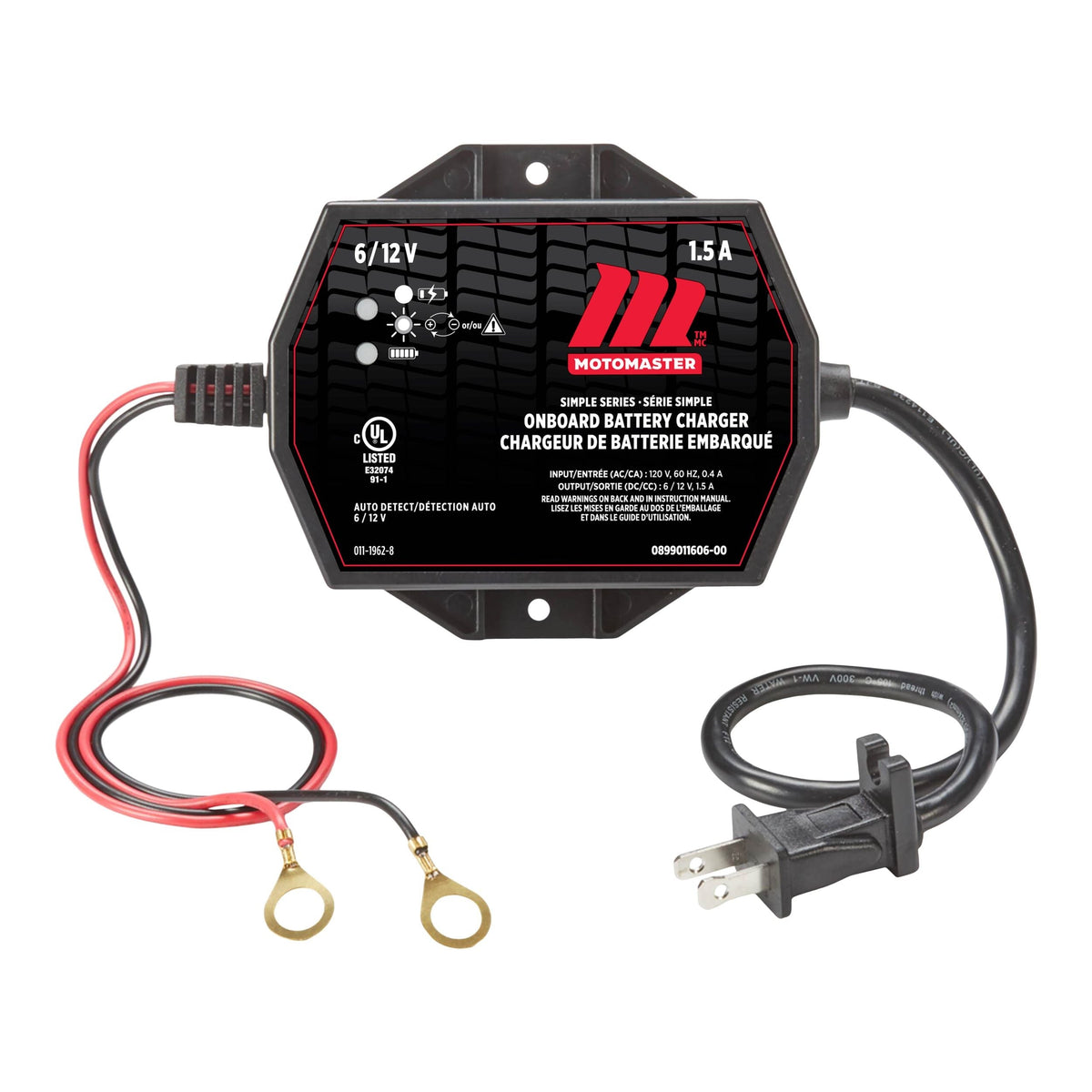 Simple Series Onboard Smart Battery Charger and Maintainer, Fully Automatic, 1.5-Amp, 6V/12V