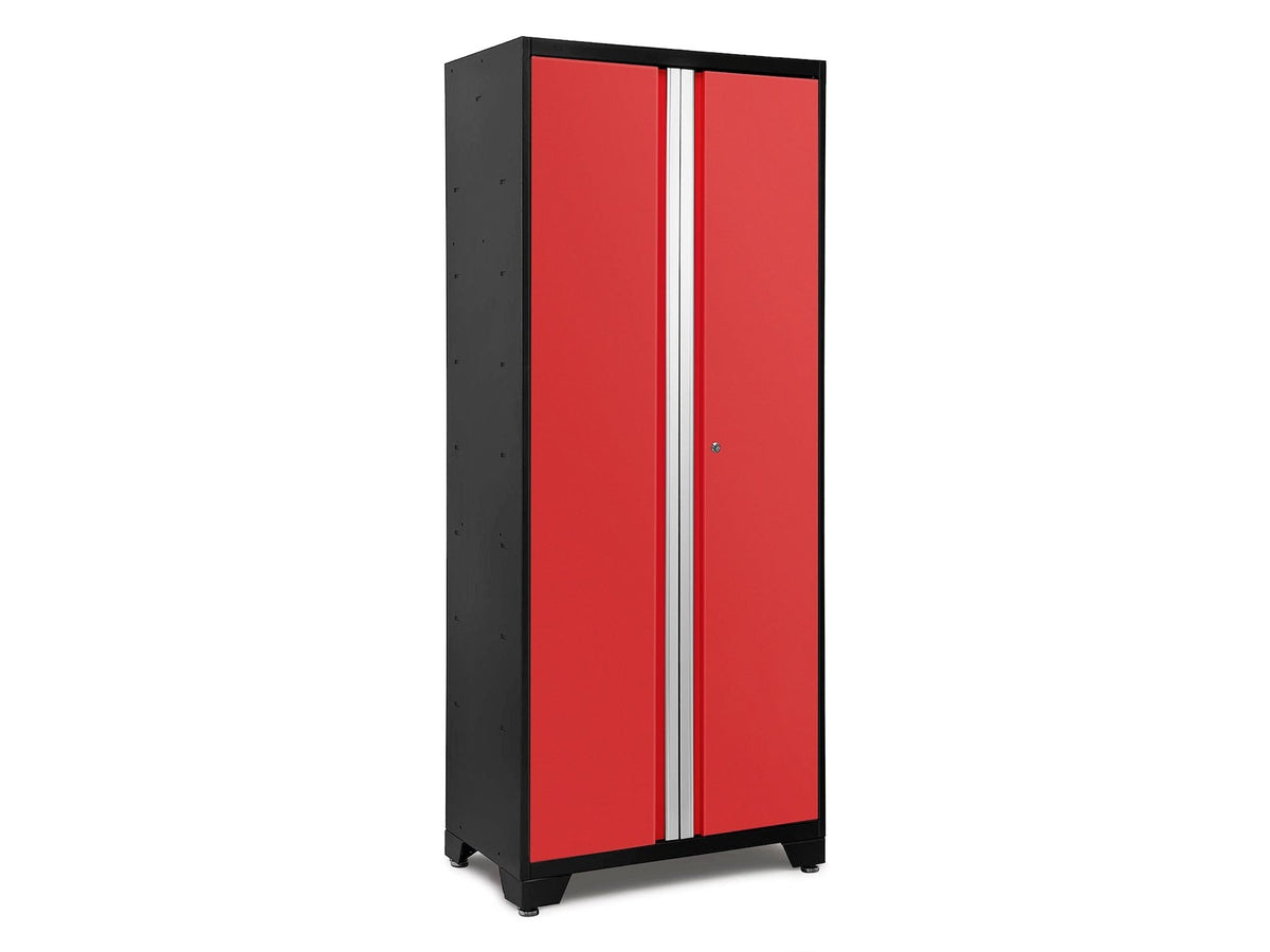 Bold Series 24-Gauge Steel RTA Storage Locker with 3 Shelves, Black/Red, 30-in