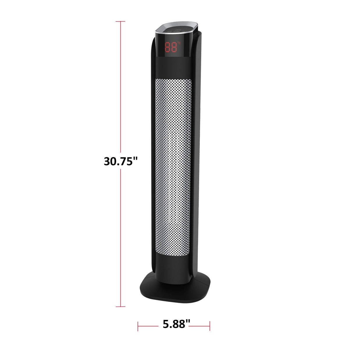 Oscillating Tower Ceramic Heater withRemote Control & Thermostat, 1500W, Black, 30-in