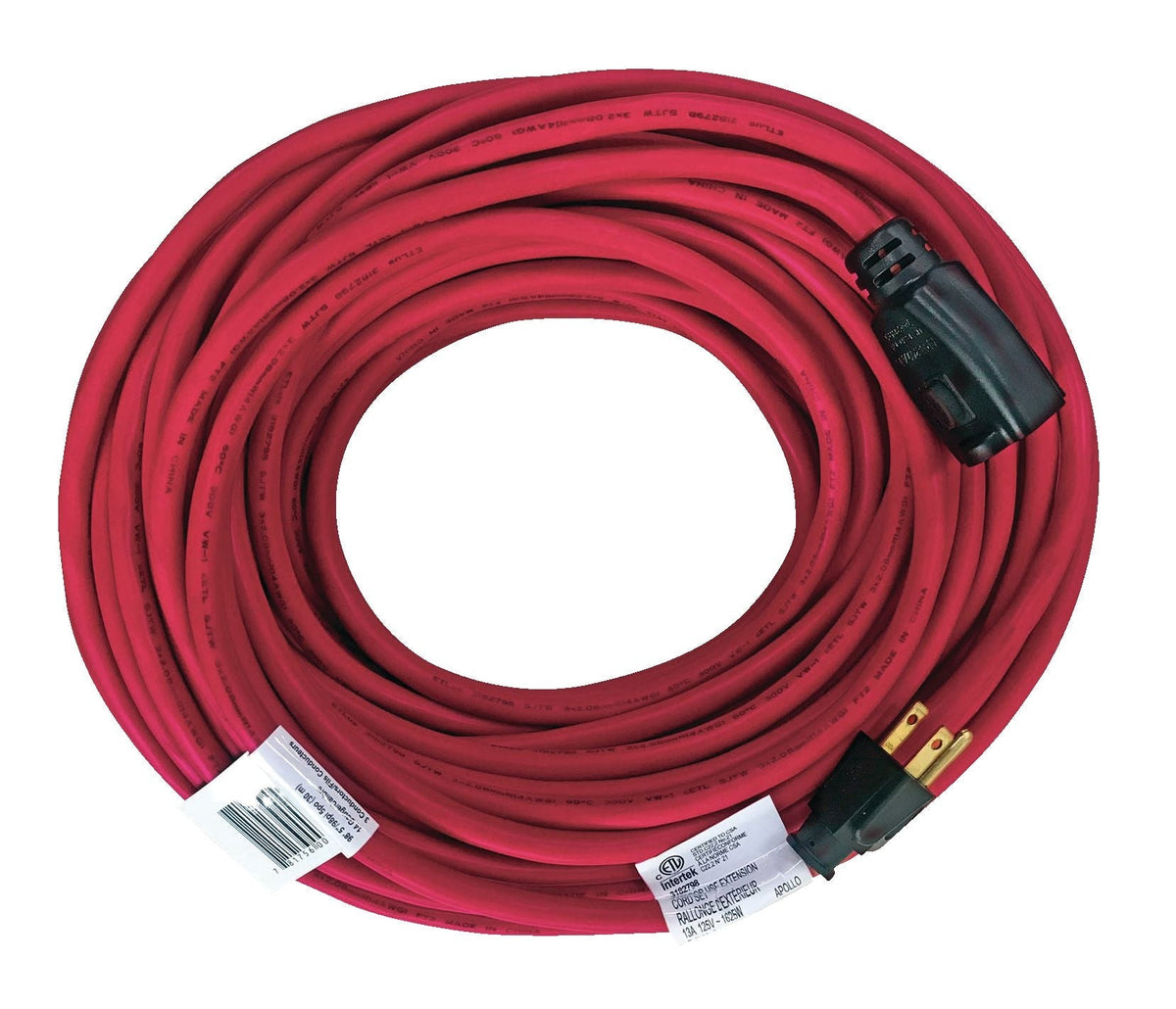 Outdoor Locking Extension Cord with Grounded Outlet, 98-ft 5-in, Red