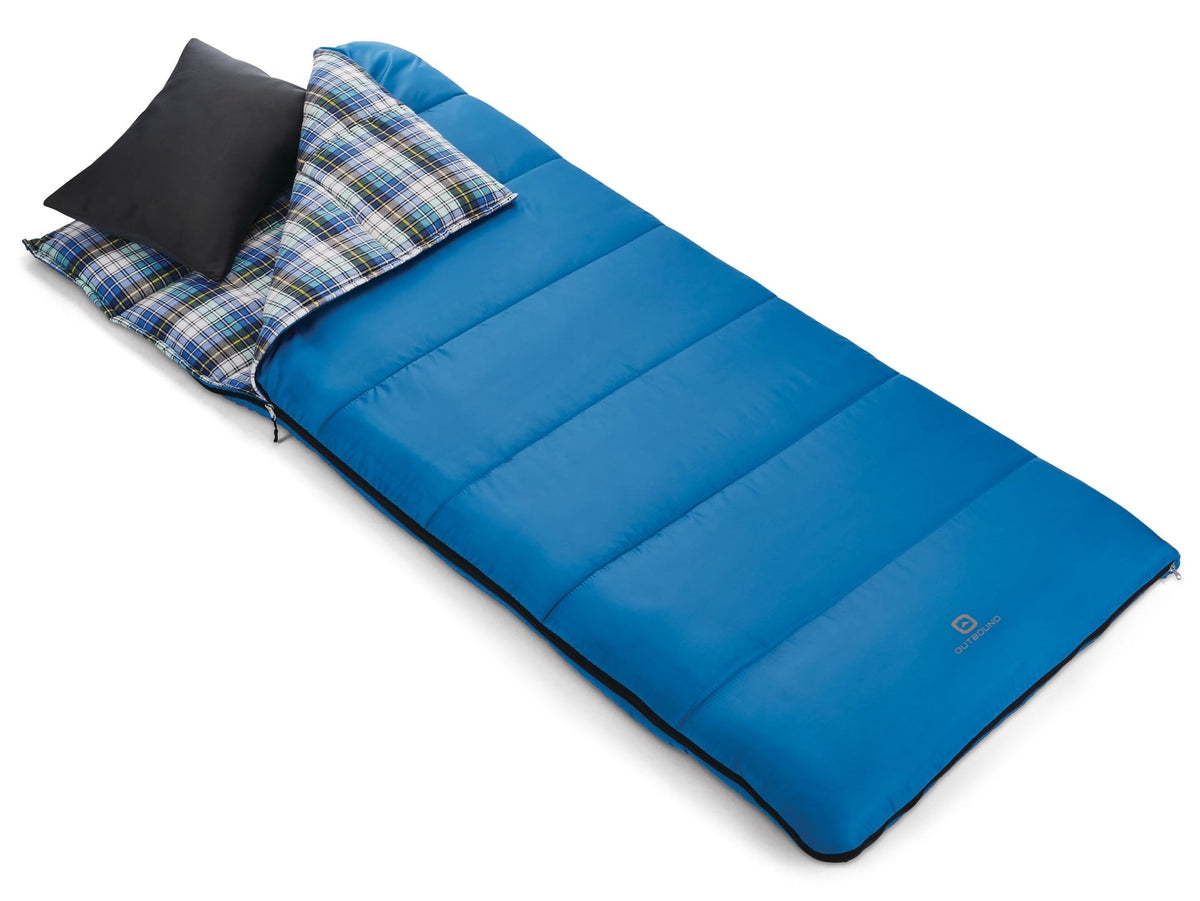 Outbound Comfort 5°C Insulated Cotton Lined Mild Weather Sleeping Bag with Compression Sack, Blue