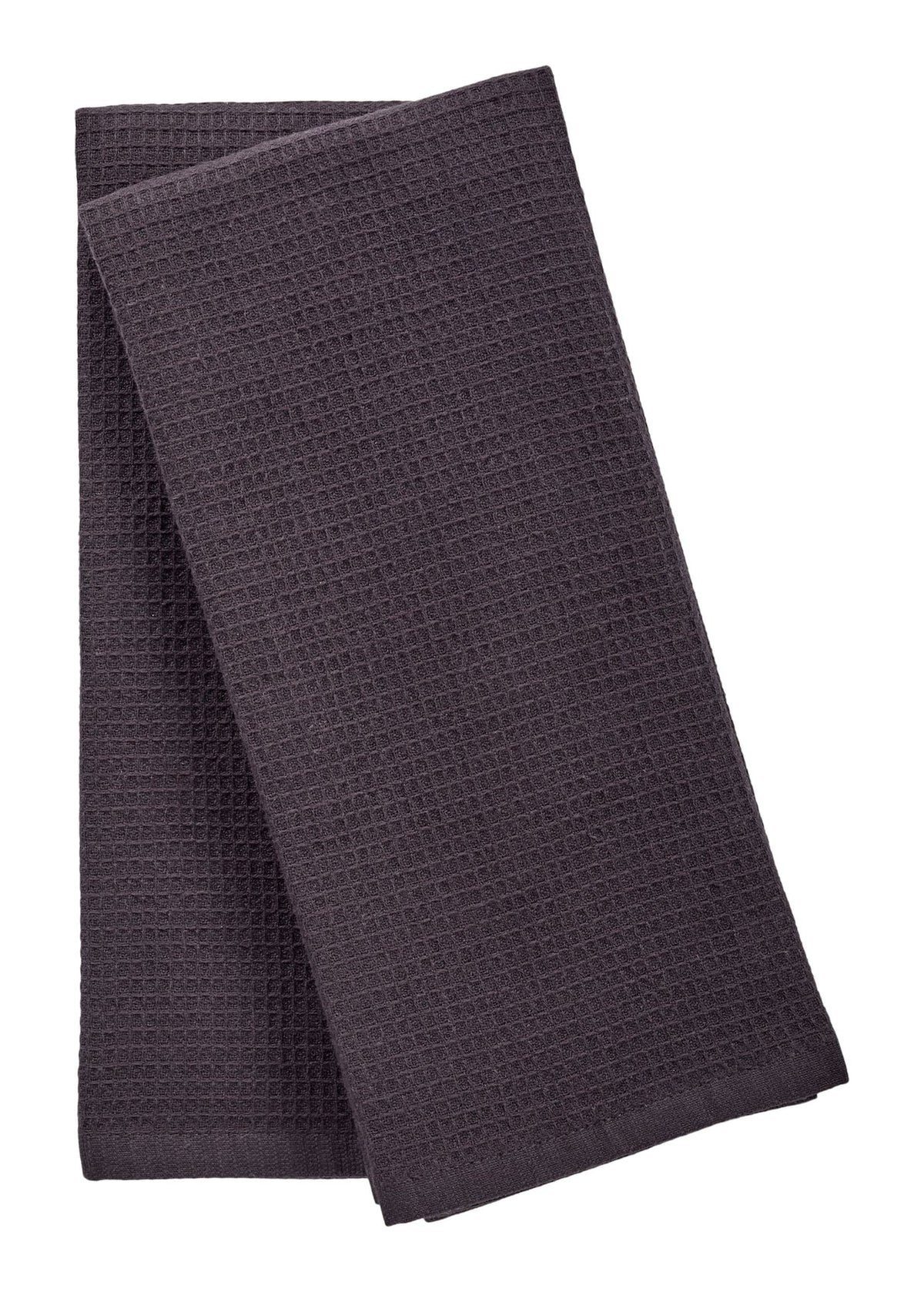 Waffle Cotton Terry All-Purpose Kitchen Towels, Black, 2-pk