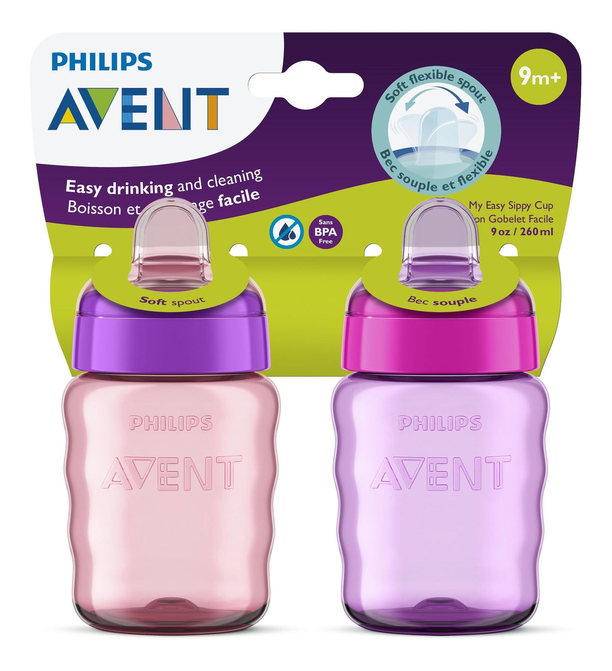 Soft Sippy Cup, Pink/Purple, 2-pk