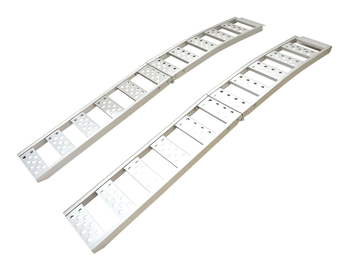 PRIME1 Aluminum Bi-Folding Arched Loading Ramp with Adjustable Straps, 85 x 12-in