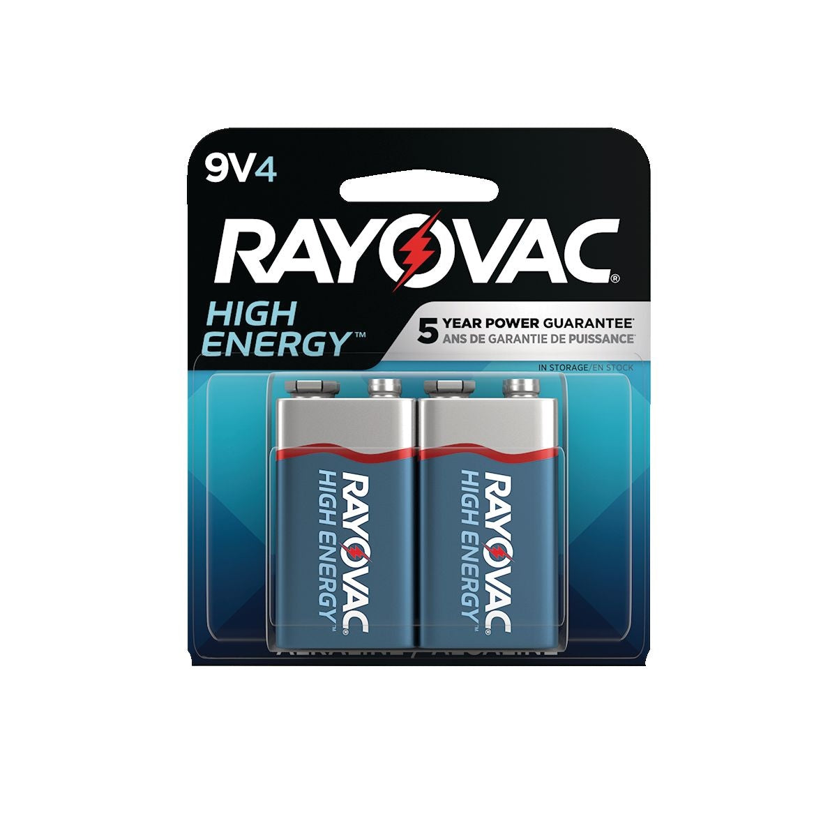 HIGH ENERGY 9V/9 Volt Alkaline Batteries, Long Lasting, All Purpose, 4-pk