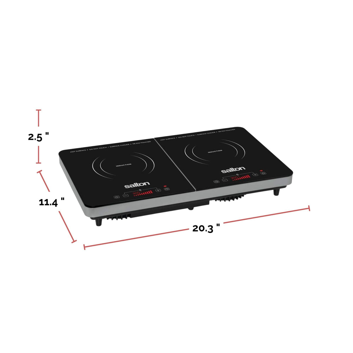 Double Induction Cooktop, LED Display & Touch control with 10 Power Settings