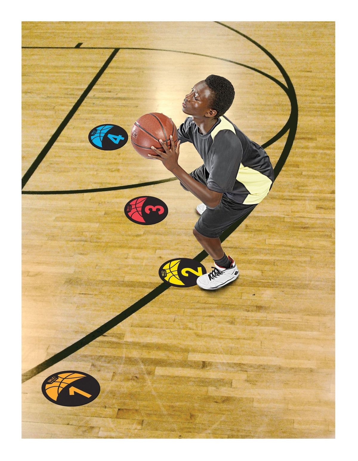 Shot Spotz Indoor/Outdoor Numbered Basketball Training Markers with Digital Timer